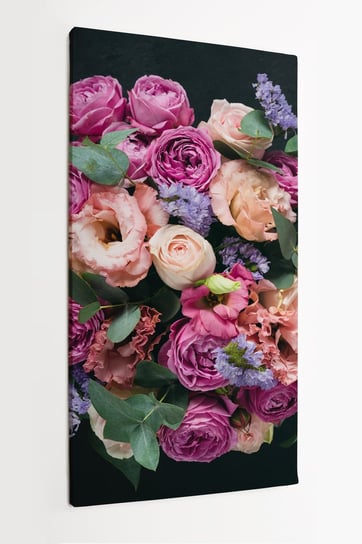Obraz na płótnie HOMEPRINT, Bukiet kwiatów na czarnym tle 50x100 cm HOMEPRINT