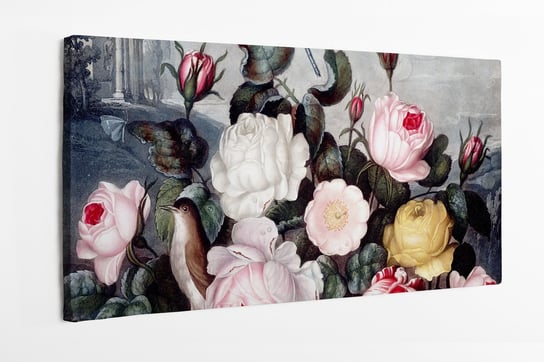 Obraz na płótnie HOMEPRINT, bukiet kwiatów na szarym tle 100x50 cm HOMEPRINT