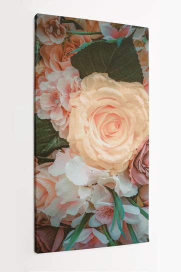 Obraz na płótnie HOMEPRINT, bukiet kwiatów, vintage, róże ogrodowe 60x120 cm HOMEPRINT
