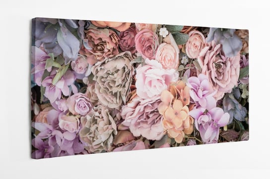 Obraz na płótnie HOMEPRINT, bukiet kwiatowy, kwiaty z góry, jesienny bukiet 120x60 cm HOMEPRINT
