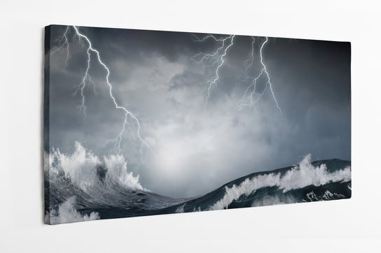 Obraz na płótnie HOMEPRINT, burzliwa pogoda nad oceanem, pioruny, sztorm 100x50 cm HOMEPRINT