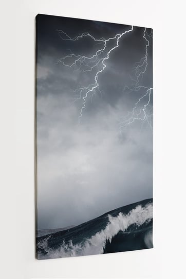 Obraz na płótnie HOMEPRINT, burzliwa pogoda nad oceanem, pioruny, sztorm 50x100 cm HOMEPRINT