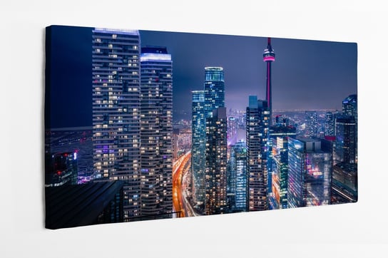 Obraz na płótnie HOMEPRINT, cały widok na panoramę miasta w centrum Toronto w Kanadzie, nowoczesne budynki, łuk miejski 120x60 cm HOMEPRINT