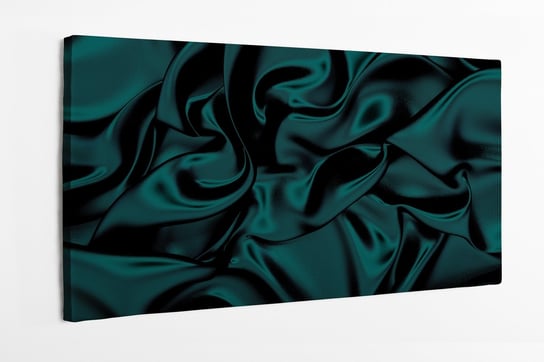 Obraz na płótnie HOMEPRINT, ciemna szmaragdowo-czara jedwabista draperia 3D, zmięte tło tkaniny 120x60 cm HOMEPRINT