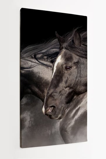 Obraz na płótnie HOMEPRINT, czarne konie, mustangi, galop 50x100 cm HOMEPRINT