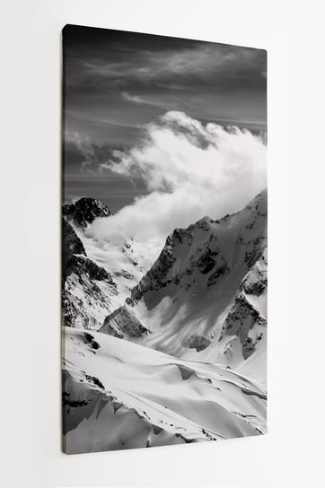Obraz na płótnie HOMEPRINT, czarno-białe góry, chmury, śnieg, szczyt górski 50x100 cm HOMEPRINT
