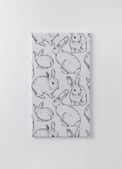 Obraz na płótnie HOMEPRINT, czarno-białe króliki na białym tle, 50x100 cm HOMEPRINT