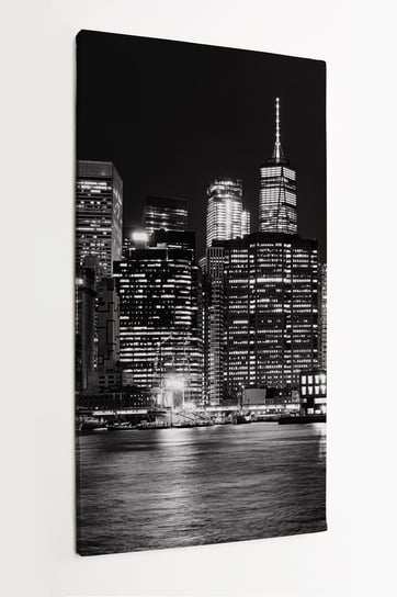 Obraz na płótnie HOMEPRINT, czarno-białe, miasto, noc, światła, panorama, Manhattan,New York, USA 50x100 cm HOMEPRINT