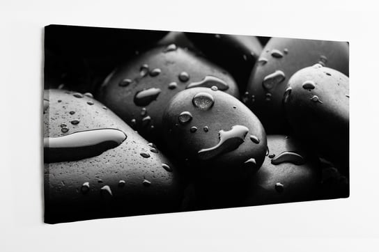 Obraz na płótnie HOMEPRINT, czarno-białe mokre kamienie, krople wody, detale, zbliżenie 100x50 cm HOMEPRINT