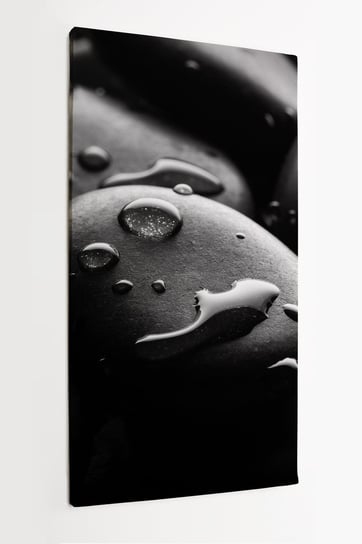 Obraz na płótnie HOMEPRINT, czarno-białe mokre kamienie, krople wody, detale, zbliżenie 50x100 cm HOMEPRINT