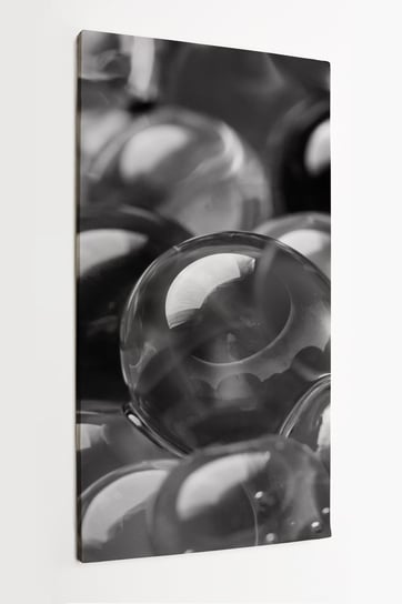 Obraz na płótnie HOMEPRINT, czarno-białe, perły, kulki, zbliżenie, detale 50x100 cm HOMEPRINT