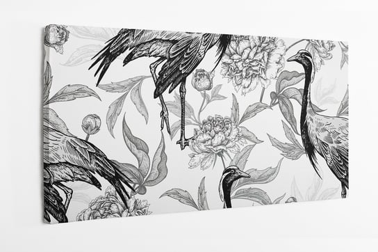 Obraz na płótnie HOMEPRINT, czarno-biały szkielet żurawia mandżurskiego na białym tle 120x50 cm HOMEPRINT