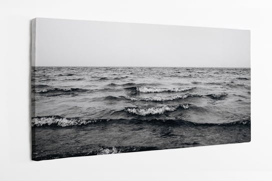 Obraz na płótnie HOMEPRINT, czarno - biały widok fal morskich 120x60 cm HOMEPRINT