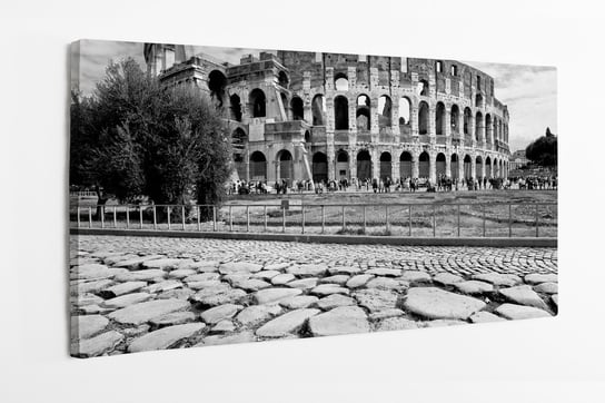 Obraz na płótnie HOMEPRINT, czarno-biały, zabytek, archikatedra, Koloseum, Rzym, Włochy 120x50 cm HOMEPRINT