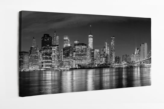 Obraz na płótnie HOMEPRINT, Czarny i biały Nowy Jork w nocy, zdjęcie panoramiczne, USA, miasto 100x50 cm HOMEPRINT