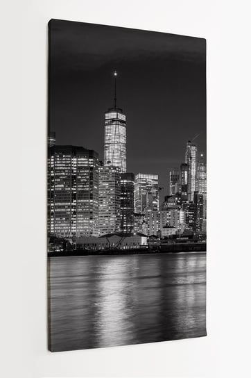 Obraz na płótnie HOMEPRINT, Czarny i biały Nowy Jork w nocy, zdjęcie panoramiczne, USA, miasto 50x100 cm HOMEPRINT
