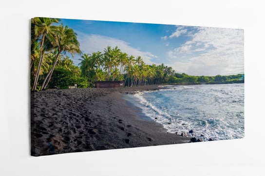 Obraz na płótnie HOMEPRINT, czarny piasek, czarna plaża Punaluu, Big Island, Hawaje 100x50 cm HOMEPRINT