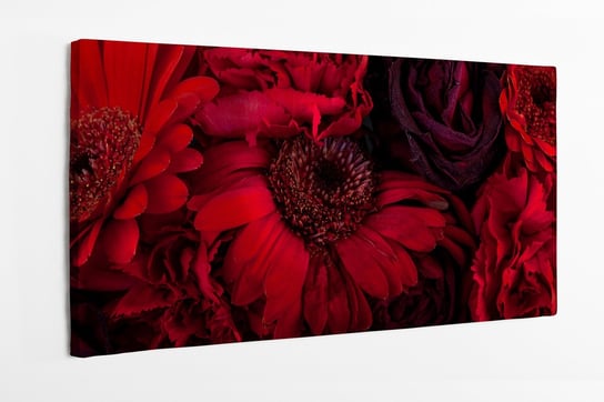 Obraz na płótnie HOMEPRINT, czerwona gerbera, róża, piwonia, hortensja, kwasy, czerwony bukiet 100x50 cm HOMEPRINT