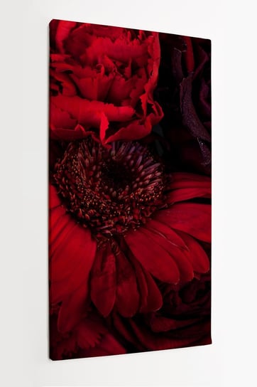 Obraz na płótnie HOMEPRINT, czerwona gerbera, róża, piwonia, hortensja, kwasy, czerwony bukiet 50x100 cm HOMEPRINT