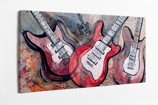 Obraz na płótnie HOMEPRINT, czerwone gitary elektryczne 100x50 cm HOMEPRINT