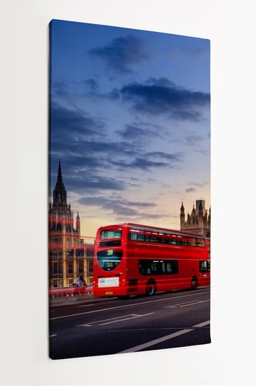 Obraz na płótnie HOMEPRINT, czerwony autobus, Zegar Big Ben, Londyn, Anglia, Wielka Brytania 50x100 cm HOMEPRINT
