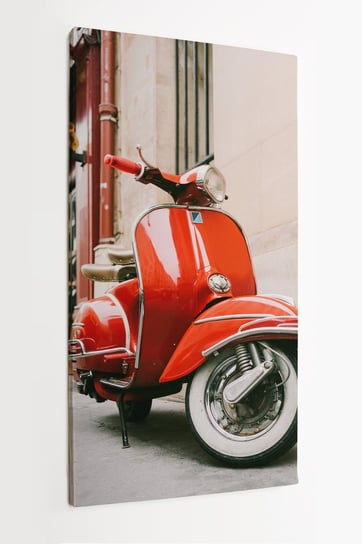 Obraz na płótnie HOMEPRINT, czerwony, retro skuter, Europa, uliczka, zbliżenie, detale 50x100 cm HOMEPRINT