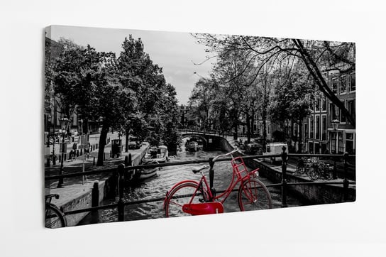 Obraz na płótnie HOMEPRINT, czerwony rower na czarno-białym tle 120x60 cm HOMEPRINT