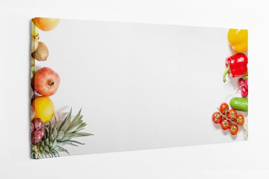 Obraz na płótnie HOMEPRINT, deska świeżych warzyw i owoców na białym tle 120x60 cm HOMEPRINT