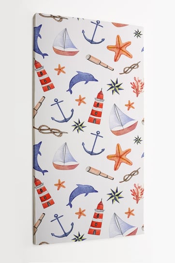 Obraz na płótnie HOMEPRINT, dla dziecka, marynarski styl, morski wzór 60x120 cm HOMEPRINT