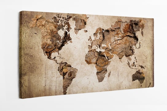 Obraz na płótnie HOMEPRINT, drewniana mapa świata, tekstura, vintage, śiwat 100x50 cm HOMEPRINT