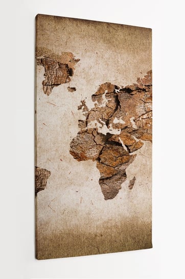 Obraz na płótnie HOMEPRINT, drewniana mapa świata, tekstura, vintage, śiwat 50x100 cm HOMEPRINT