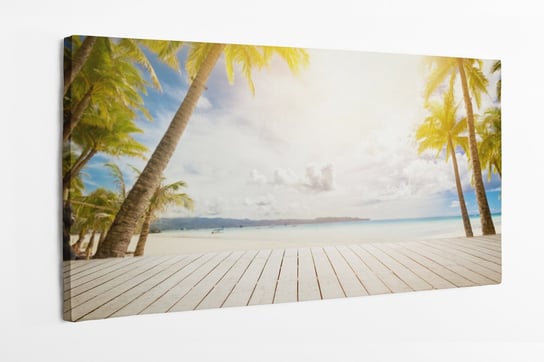 Obraz na płótnie HOMEPRINT, drewniane molo, plaża, palmy, tropiki, lato 120x60 cm HOMEPRINT