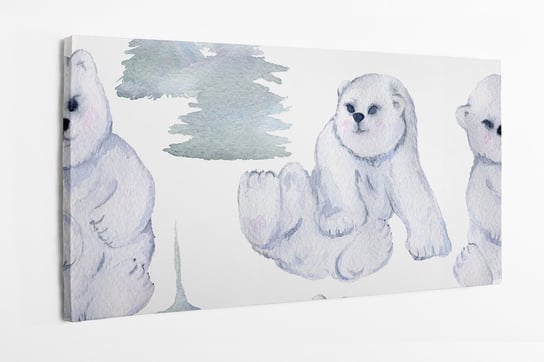 Obraz na płótnie HOMEPRINT, dziecięcy motyw akwarelowych niedźwiedzi polarnych 140x70 cm HOMEPRINT