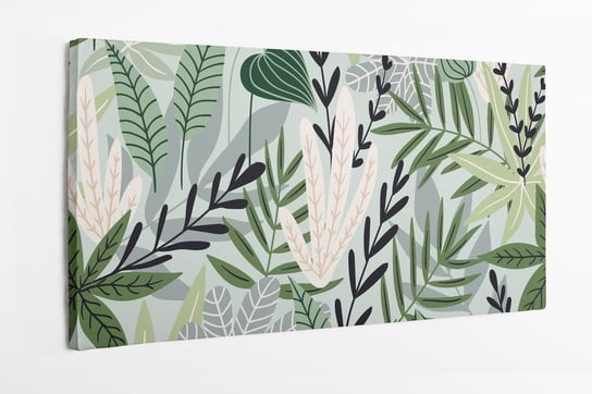 Obraz na płótnie HOMEPRINT,  dziecięcy motyw dżungli tropikalnej na jasnym tle 120x50 cm HOMEPRINT