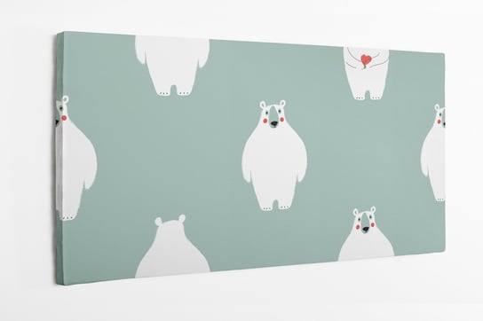 Obraz na płótnie HOMEPRINT, dziecięcy motyw niedźwiedzia  polarnego na zielonym tle 100x50 cm HOMEPRINT