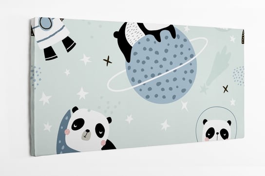 Obraz na płótnie HOMEPRINT, dziecięcy motyw pandy w kosmosie na planecie 120x50 cm HOMEPRINT