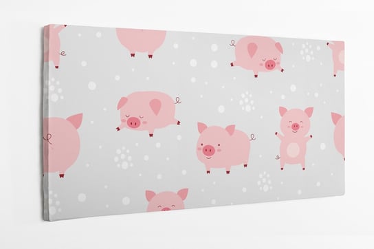Obraz na płótnie HOMEPRINT, dziecięcy motyw świnki na szarym tle 120x50 cm HOMEPRINT