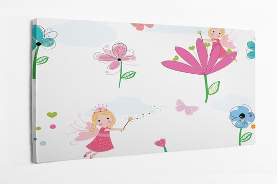 Obraz na płótnie HOMEPRINT, dziecięcy motyw wróżki i kwiatów 100x50 cm HOMEPRINT