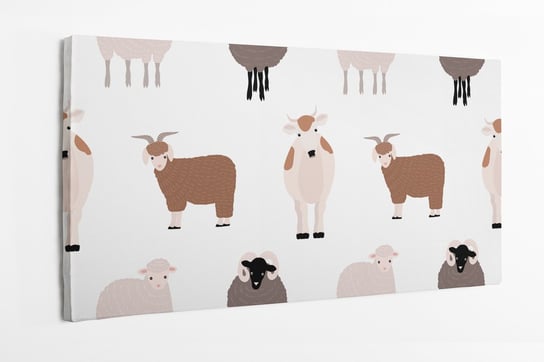 Obraz na płótnie HOMEPRINT, dziecięcy motyw zwierząt farmerskich, owca, baran, krowa 100x50 cm HOMEPRINT