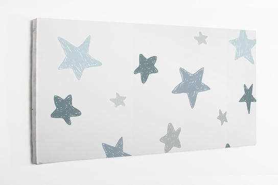 Obraz na płótnie HOMEPRINT, dziecięcy wzór, gwiazdki, gwiazdy, szare, niebieskie 100x50 cm HOMEPRINT