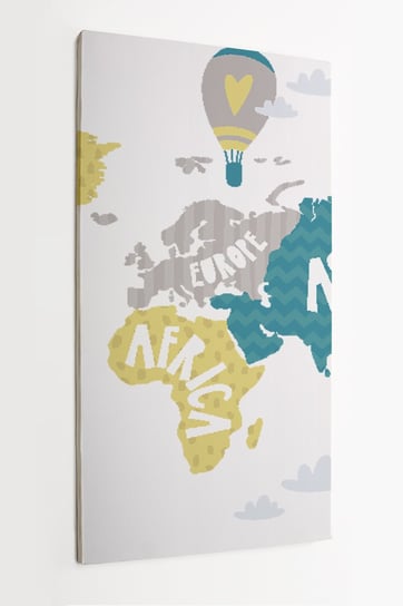 Obraz na płótnie HOMEPRINT, dziecięcy wzór, kolorowa mapa świata 50x100 cm HOMEPRINT