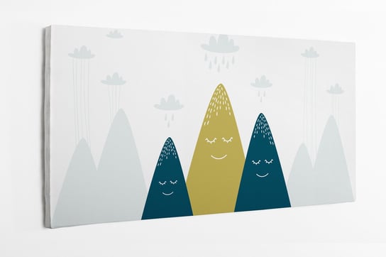Obraz na płótnie HOMEPRINT, dziecięcy wzór, kolorowe uśmiechnięte góry 120x50 cm HOMEPRINT