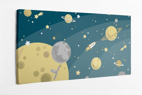 Obraz na płótnie HOMEPRINT , dziecięcy wzór, kosmos, planety, gwiazdy 100x50 cm HOMEPRINT