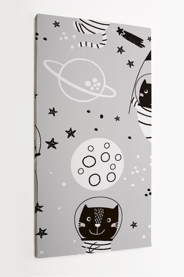Obraz na płótnie HOMEPRINT, dziecięcy wzór, koty w kosmosie 60x120 cm HOMEPRINT