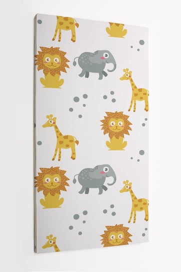 Obraz na płótnie HOMEPRINT, dziecięcy wzór, zwierzęta, lew, żyrafa, słoń 50x100 cm HOMEPRINT