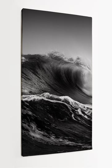 Obraz na płótnie HOMEPRINT, fale, czarno-białe, morze, burza, ocean 50x100 cm HOMEPRINT