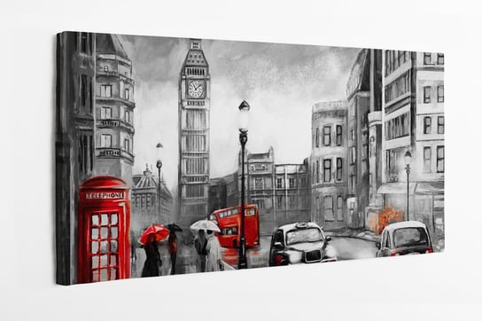 Obraz na płótnie HOMEPRINT, farby olejne, Big Ben, scena rodzajowa, miasto, Londyn, Anglia, Wielka Brytania 120x60 cm HOMEPRINT