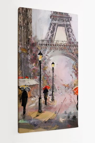 Obraz na płótnie HOMEPRINT, farby olejne, wieża Eiffla, scena rodzajowa, miasto, Paryż, Francja 60x120 cm HOMEPRINT