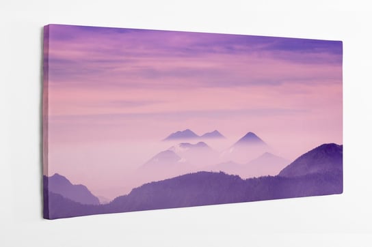 Obraz, na płótnie HOMEPRINT, fioletowy wschód słońca, góry, wulkany 120x50 cm HOMEPRINT