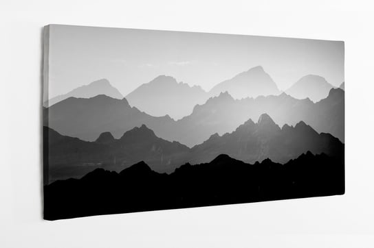 Obraz na płótnie HOMEPRINT, góry, pasmo górskie, szczyty gór, czarno-białe 100x50 cm HOMEPRINT